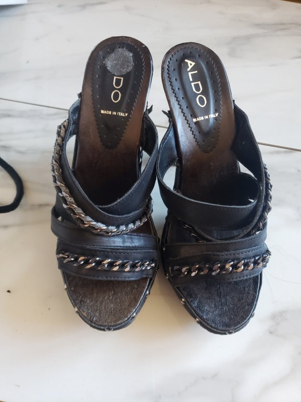 Aldo Black High Heel Mules Size 8 (Sakovitch-97)